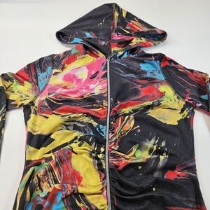 Sno skins Microfiber Graffiti Print Hoodie Zip Jacket Womens Small